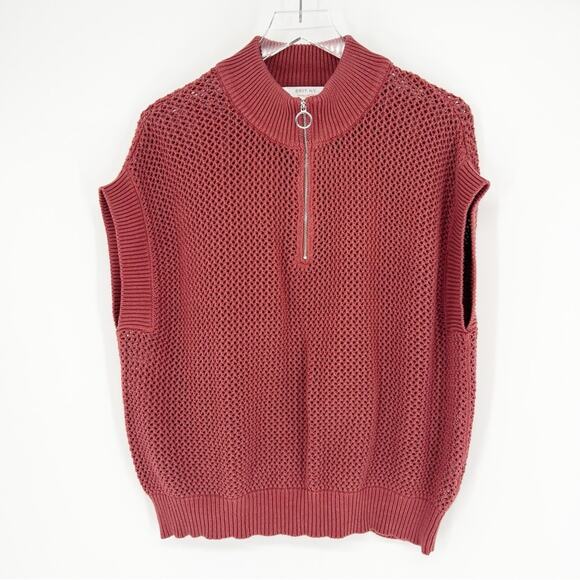 BRIT. NY Sweaters - BRIT. NY 1/2 Zip Knit Top XL Pink